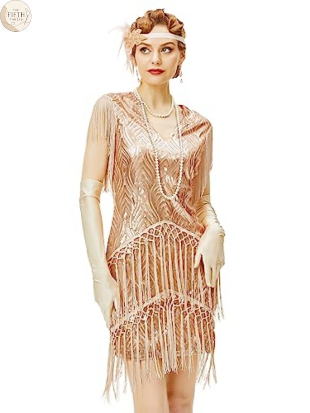 1920s Flapper Dress Long Fringed Gatsby Sequin Beaded Vintage Art Deco
